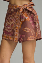 Botanical Print Wrap Front Skort with Side Tie