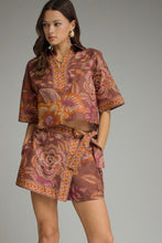 Botanical Print Wrap Front Skort with Side Tie