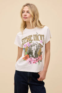 Stevie Nicks graphic tee by Daydreamer LA with floral collage and butterfly design