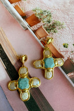 Cross Turquoise Pearl Earrings