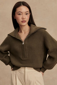 Maura Half-Zip Rib Knit