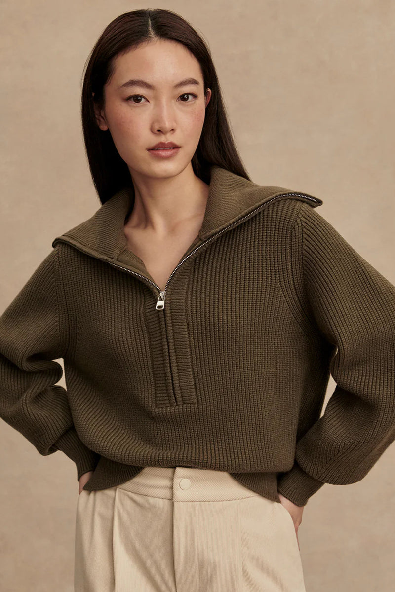 Maura Half-Zip Rib Knit