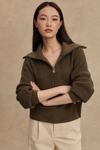 Maura Half-Zip Rib Knit