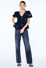 Liyana EMB Tie Front Peplum Top