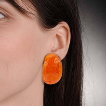 Michael Nash Jewelry - Merrie Orange Marbled Resin Semi Hoop Clip On Earrings