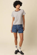 Olivaceous - Mila Stripe Baby Tee: Cream Brown / Contemporary / M