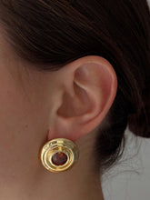 ALV Jewels Midtown Studs in Brown, worn on model