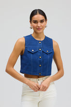 ALLISON New York Andie Vest in Navy, front view styled with ivory pants