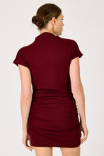 Line & Dot Arabella Draped Mini Dress in Burgundy, back view