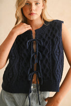 TIE FRONT CABLE KNITTED VEST