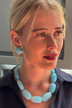 Luisa Carved Turquoise And Amethyst Resin Omega Back Earrings