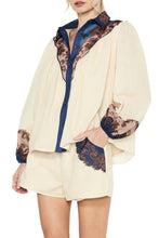 Sayla Engineer Print Button Down Blouse, Cream Multi
