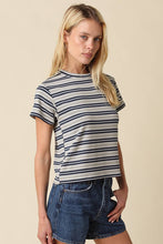 Olivaceous - Mila Stripe Baby Tee: Cream Brown / Contemporary / M