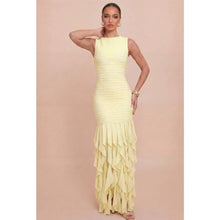 Luxxel - CROCHET RUFFLE HEM DRESS: BLACK / S-M-L(2-2-2)