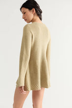 Free People Bali Old Flame sweater mini dress in Olive Tree Heather, back model view