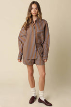 Olivaceous - Hunter Stripe Lounge Shorts: Navy Brown / Contemporary / S