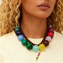 Lyonlee - Multicolor Oversized Beaded Statement Necklace: 6