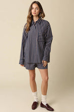Olivaceous - Hunter Stripe Lounge Shorts: Navy Brown / Contemporary / S