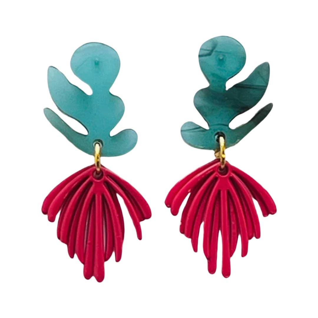 Matisse Earrings - Turquoise/Hot Pink
