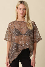 Olivaceous - Rena Sequin Mesh Top: Brown / Contemporary / S