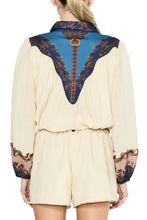 Sayla Engineer Print Button Down Blouse, Cream Multi