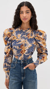 Model is wearing the Cleobella Irina Blouse