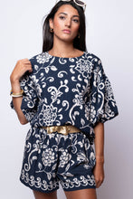 dark blue pattern shorts 