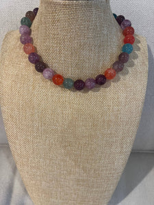 Multi Quartz Ball Bead Necklace 