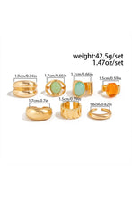 Lyonlee - Chunky Ring Set with Gemstones: 1