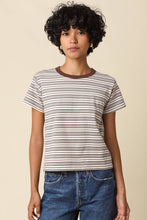 Olivaceous - Mila Stripe Baby Tee: Cream Brown / Contemporary / M