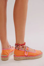 free people womens shoes color block orange pink platform espadrille mary jane sandal 
