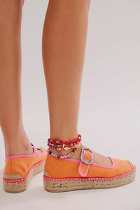 free people womens shoes color block orange pink platform espadrille mary jane sandal 