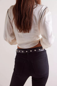 black leather studded vintage-inspired belt free people