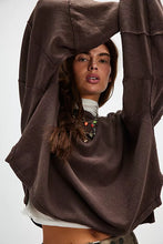 Oversized ribbed tee in brown with drop-shoulder sleeves free people