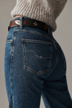 Free People mid rise jeans with straight leg silhouette and subtle fading
