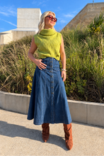 denim midi skirt