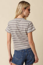 Olivaceous - Mila Stripe Baby Tee: Cream Brown / Contemporary / M