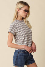 Olivaceous - Mila Stripe Baby Tee: Cream Brown / Contemporary / M