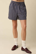 Olivaceous - Hunter Stripe Lounge Shorts: Brown Blue / Contemporary / M