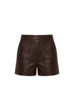 ALLISON New York Elijah Leather Shorts in Espresso, clean front product view