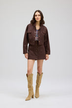 ALLISON New York Elsa Jacket in Espresso, open-front full-length look