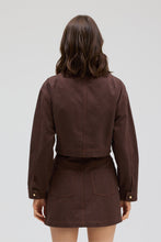 ALLISON New York Elsa Jacket in Espresso, back view showing cropped hem