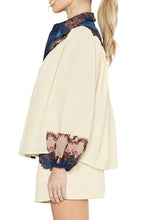 Sayla Engineer Print Button Down Blouse, Cream Multi