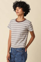 Olivaceous - Mila Stripe Baby Tee: Cream Brown / Contemporary / M