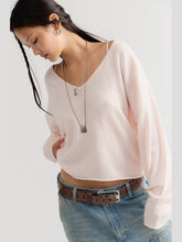Free People See Me V-Neck Pullover in Ballet Slipper pink front view
