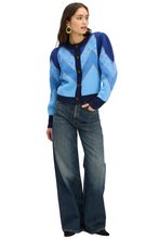 ALLISON New York Fuzzy Chevron Sweater, full-length front look with denim