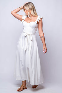 white corset midi dress
