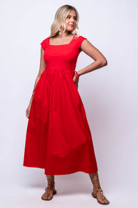 sofie the label womens clothing red midi dress