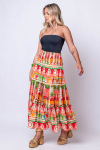 tiered maxi skirt holiday trading
