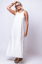 sleeveless white maxi dress